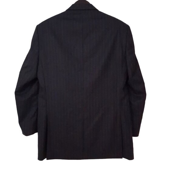 NAUTICA Charcoal Grey 100% Wool Men's Pinstripe Blazer Nelson Made in Canada 40R - Picture 3 of 7
